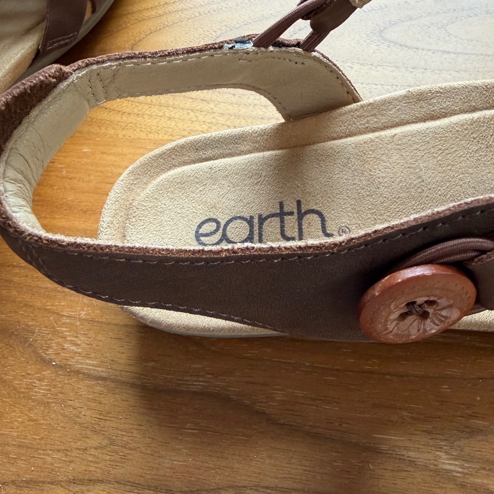 Earth Bellta Fisherman Sandals Womens 8.5 Brown Leather Slingback Casual Boho - Picture 6 of 8